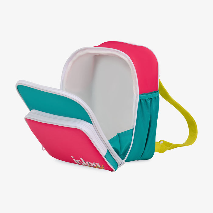 Open View | Retro Mini Convertible Backpack::Jade::Insulated liner keeps contents cold