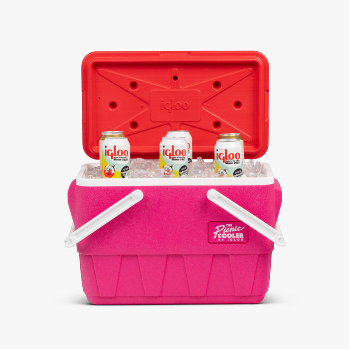 Open View | Retro Picnic Basket 25 Qt Cooler::Tutti Frutti::Holds up to 36 cans