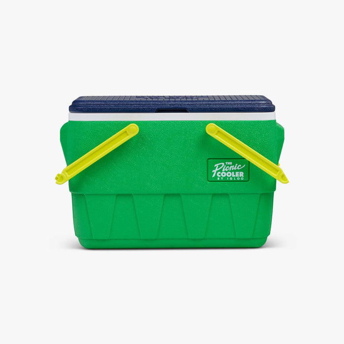 Front View | Retro Picnic Basket 25 Qt Cooler::Whistle Green::THERMECOOL™ Insulation