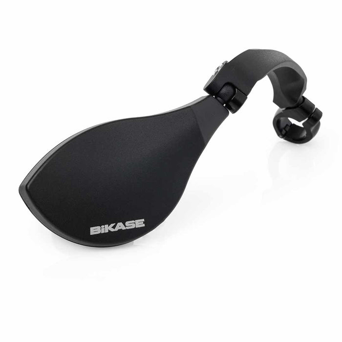 Close-up view of the BiKASE right-hand handlebar mirror shown installed on a SUPER73-S2 ebike