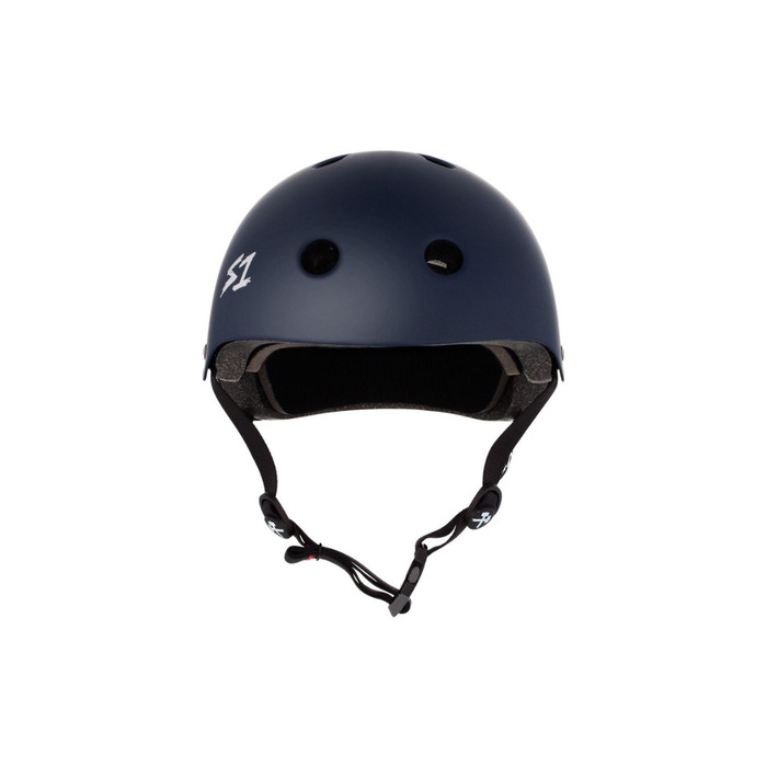 Full front view of the S1 Mega Lifer helmet in navy matte on a white background @color_navy matte