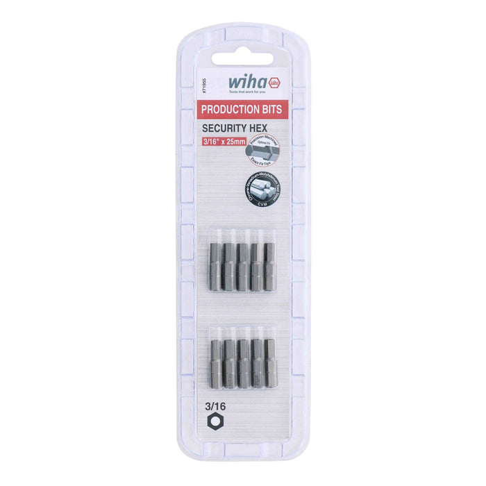 Security Hex Bit 3/16 - 25mm - 10 Pack