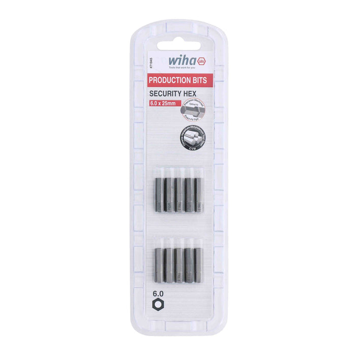 Security Hex Bit 6.0 - 25mm - 10 Pack