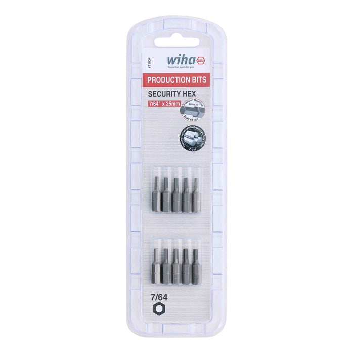 Security Hex Bit 7/64 - 25mm - 10 Pack