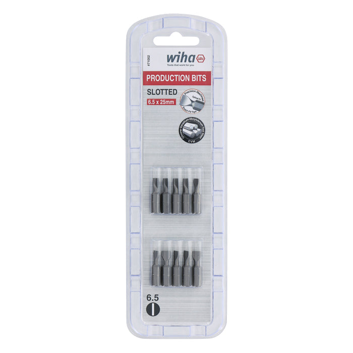 Slotted Bit 6.5mm - 25mm (1/4) - 10 Pack