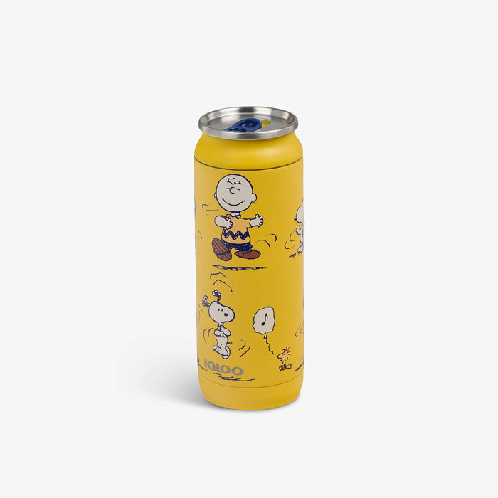 Angle View | Snoopy & Charlie Brown Dancing 16 Oz Can::::Sliding mouth-opening tab