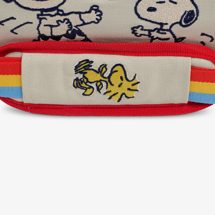 Strap View | Snoopy Disco Party Square Lunch Cooler Bag::::Embroidered Woodstock