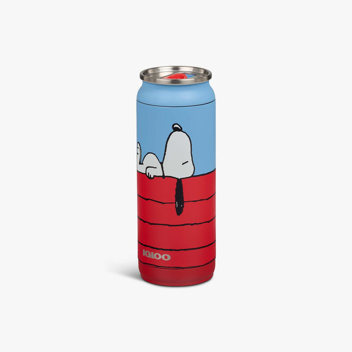 Angle View | Snoopy’s Doghouse 16 Oz Can::::Durable stainless steel