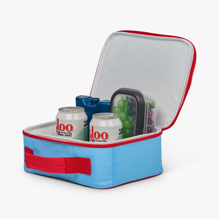 Open View | Snoopy’s Doghouse Horizontal Lunch Cooler Bag::::Insulated liner keeps contents cold