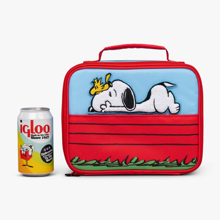 Size View | Snoopy’s Doghouse Horizontal Lunch Cooler Bag::::Holds up to 3 cans