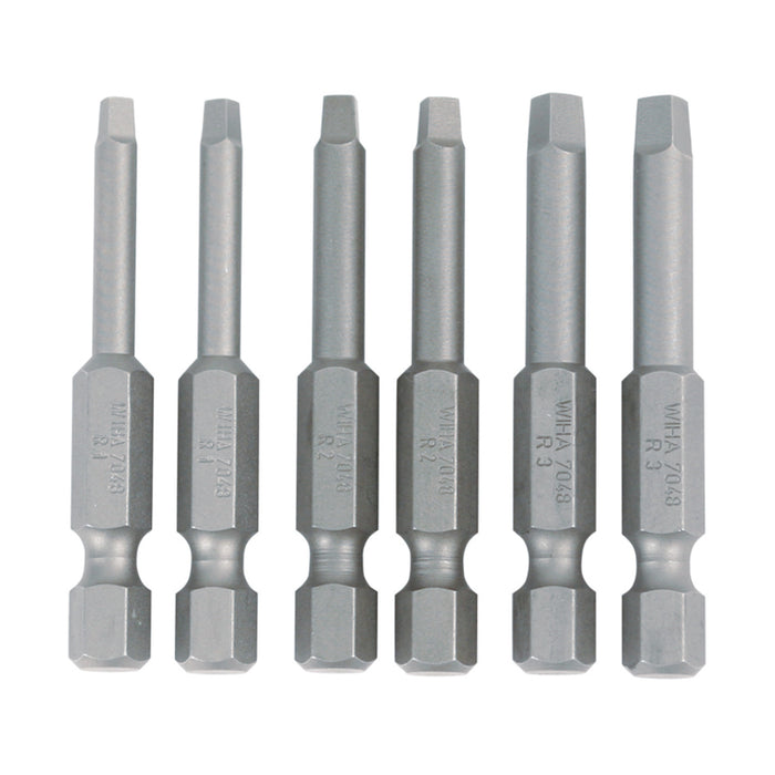 Wiha 74895 Square Power Bit #1, 2 and 3 x 50mm - 6 Pack