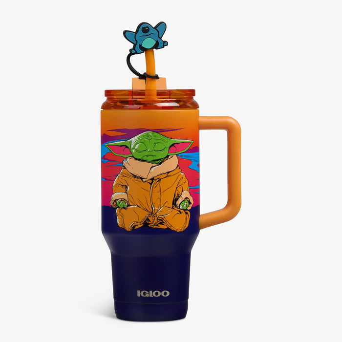 Front View | Star Wars™ Grogu Neon 32 Oz Travel Mug::::Matte 3D character print