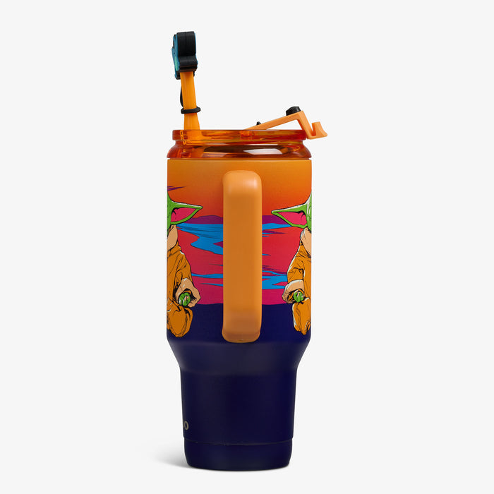 Profile View | Star Wars™ Grogu Neon 32 Oz Travel Mug::::Side handle