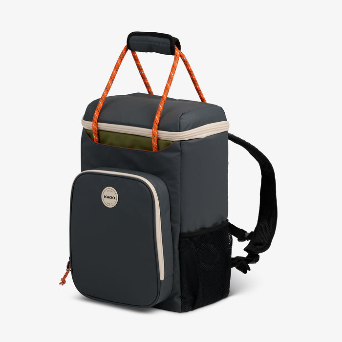 Angle View | Summit 24-Can Backpack::Tactical Gray::Storage pockets