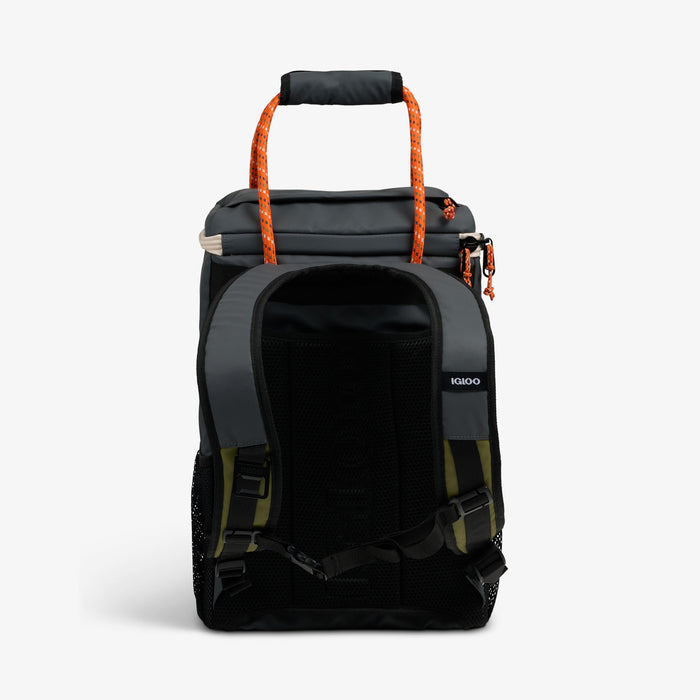 Back View | Summit 24-Can Backpack::Tactical Gray::Air-mesh straps + sternum strap