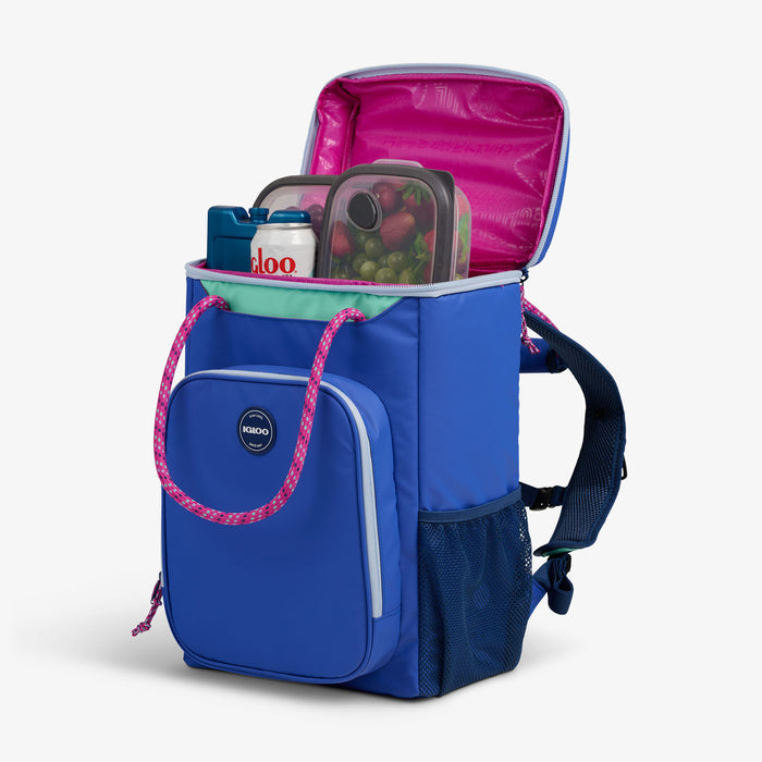 Packed View | Summit 24-Can Backpack::Electric Indigo::MaxCold insulation