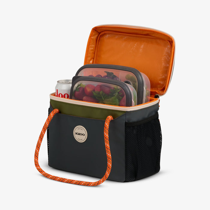 Packed View | Summit Cube 12-Can Cooler Bag::Tactical Gray::MaxCold insulation