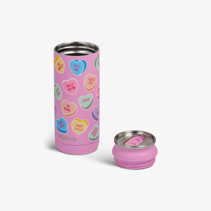Open View | Sweethearts® Candies 16 Oz Can::::Removable, leakproof lid