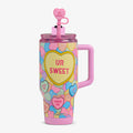 Front View | Sweethearts® Candies 32 Oz Travel Mug::::Side handle