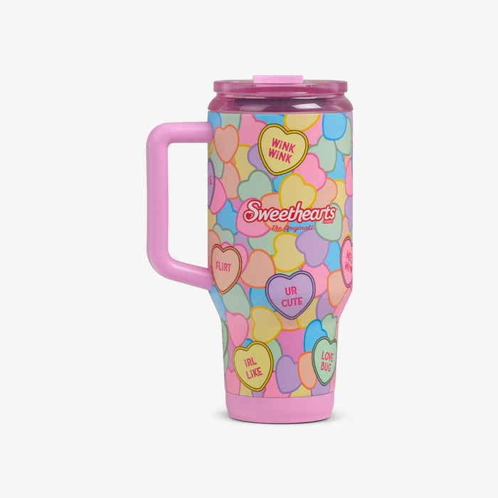 Back View | Sweethearts® Candies 32 Oz Travel Mug::::Fits most cup holders