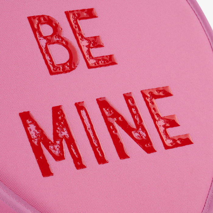 Details View | Sweethearts® Candies Be Mine Cooler Bag::::Glossy “BE MINE” detail