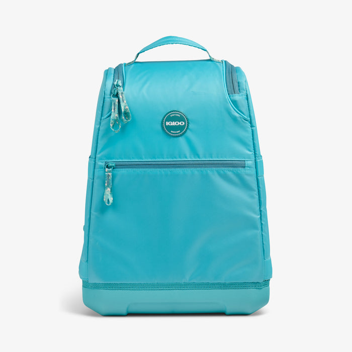 Front View | Tag Along Too 30-Can Backpack::Lagoon Teal::Fits wine bottles