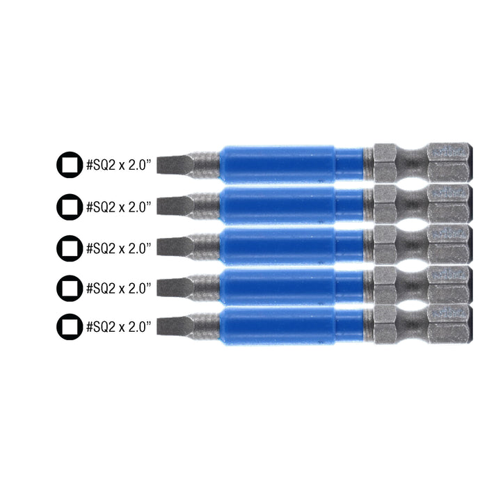 TerminatorBlue Impact Bit Square #2 - 2 Inch - 5 Pack