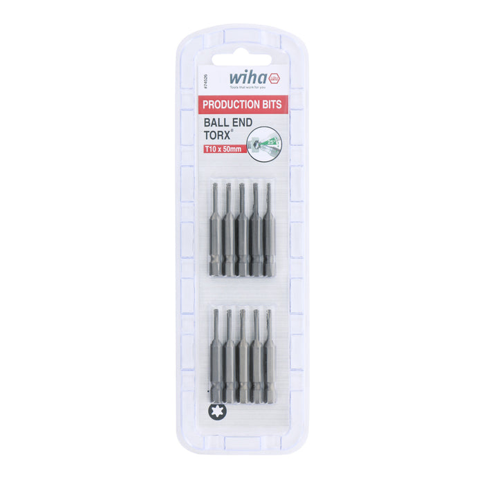 Torx Ball End Bit T10 - 50mm -  10 Pack