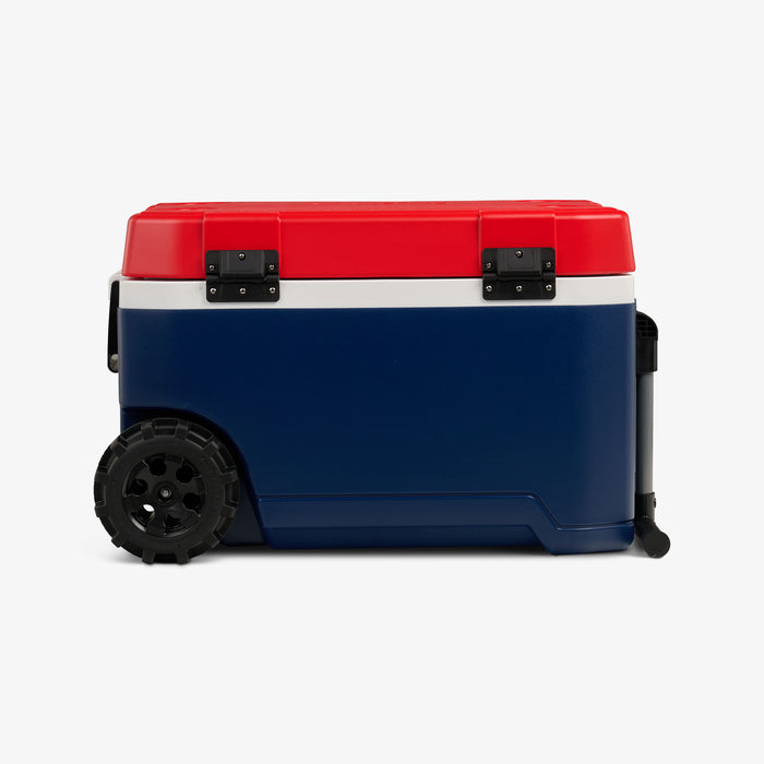 Back View | Trailmate® 75 Qt Roller Cooler::::All-terrain wheels