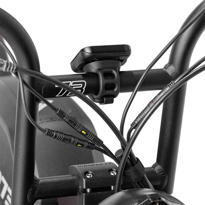 Rear view of the Universal Bar Mount installed on a SUPER73 ebike