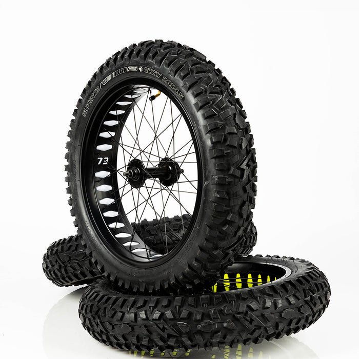 Detail shot of GRZLY tire with white tire liner. @color_white