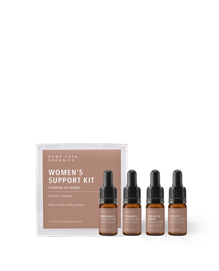 Natural Women's Support Kit (formerly the Women's Hormone Kit) with four essential oil blends for hormone balance, endocrine wellness, and everyday women's wellness.