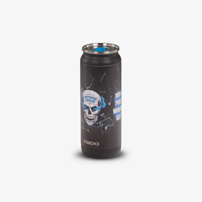 Angle View | WWE “Stone Cold” Steve Austin 16 Oz Can::::Sliding mouth-opening tab