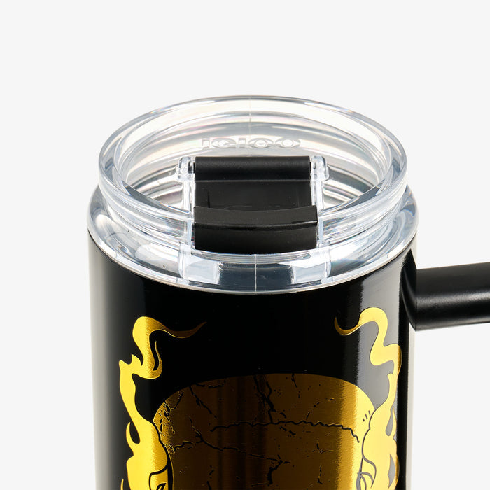 Lid Closed View | WWE “Stone Cold” Steve Austin Smoking Skull 1L Beer Mug::::Leakproof flip ‘n’ sip lid