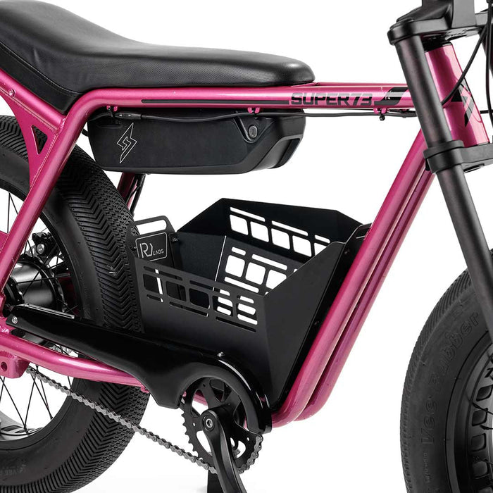 Side view of the Z Miami In-Frame Basket installed on a pink SUPER73
