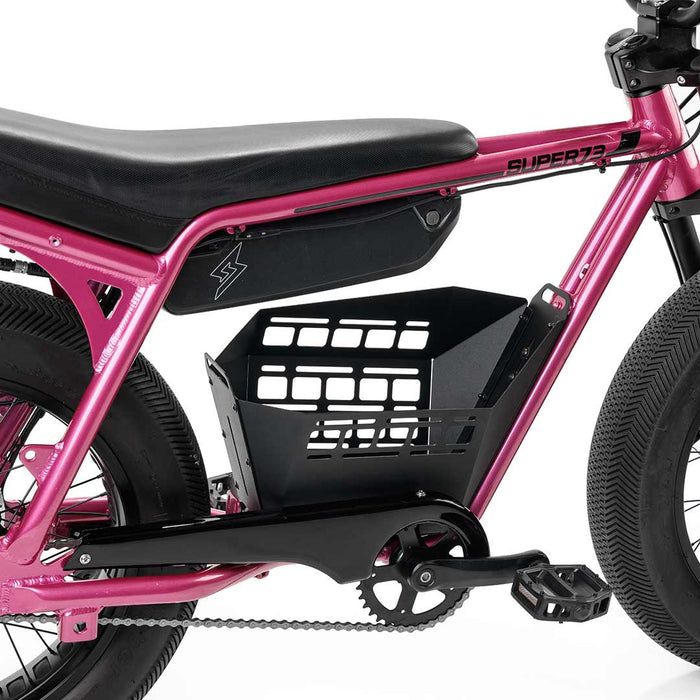 Alternate side view of the Z Miami In-Frame Basket installed on a pink SUPER73