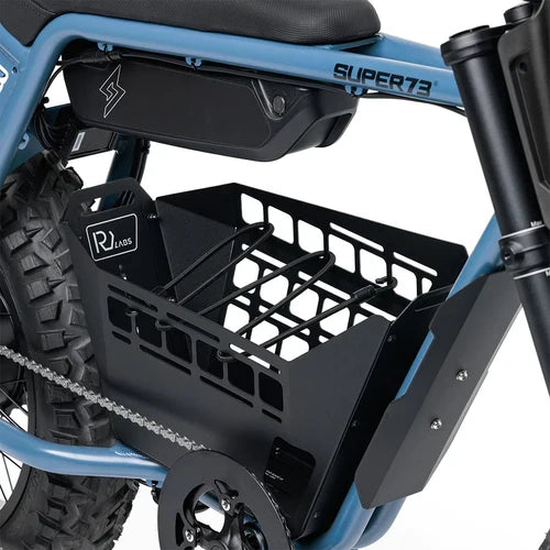 Right side view of the ZX & Z Adventure In-Frame Basket installed on a blue SUPER73